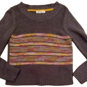 Rewind XL Colorful Gray Long Sleeve Ribbed Crew Neck Knit Sweater